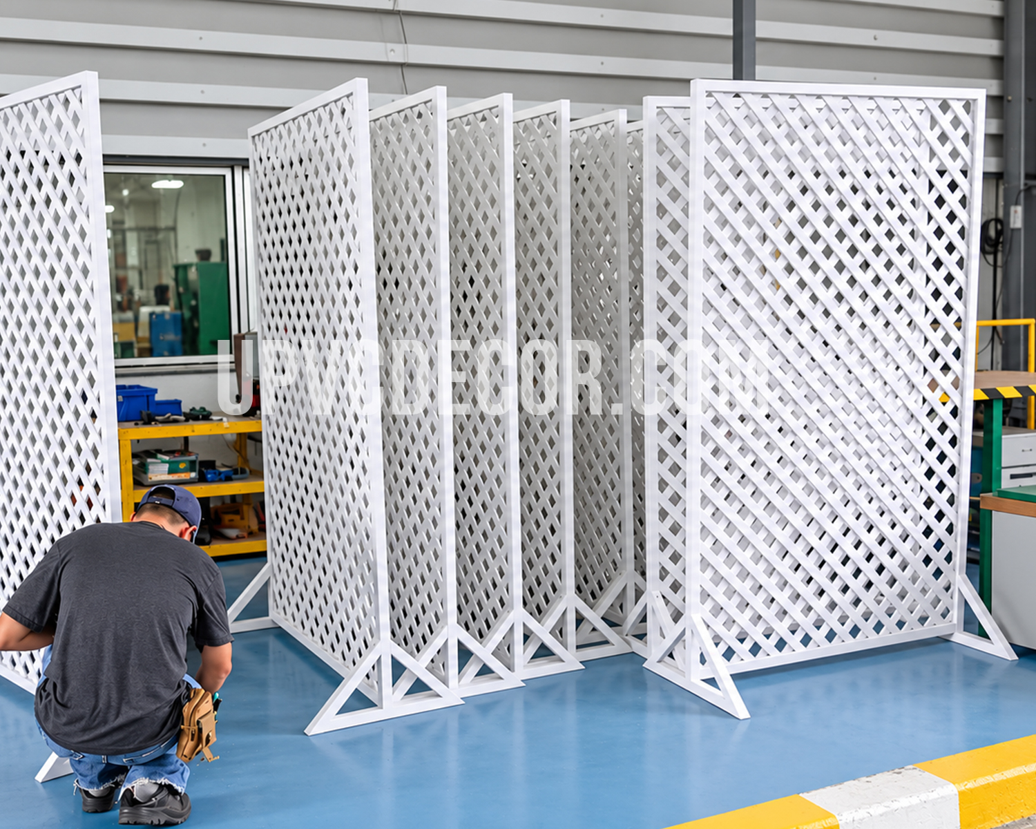 แผงระแนงขาตั้ง uPVC สำหรับบังตาข้างบ้าน